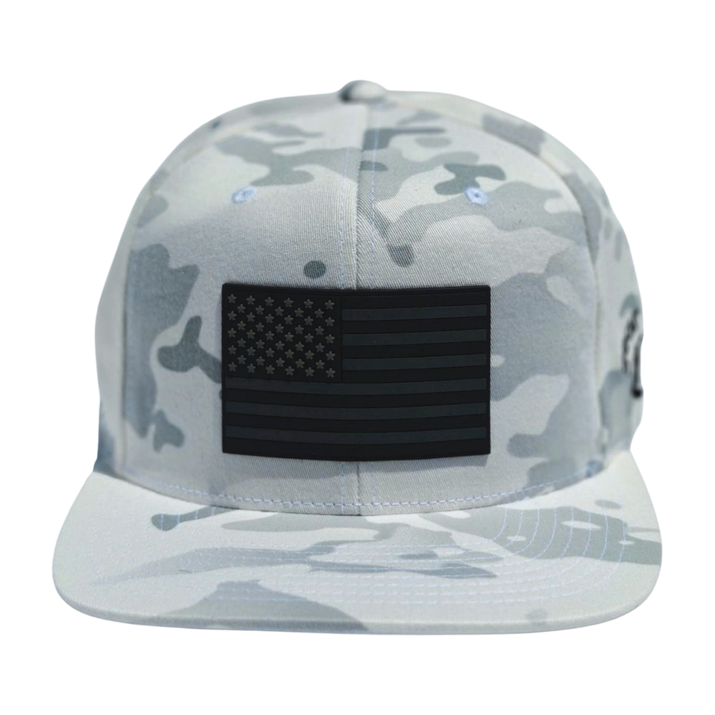 White Camo US Flag Snapback
