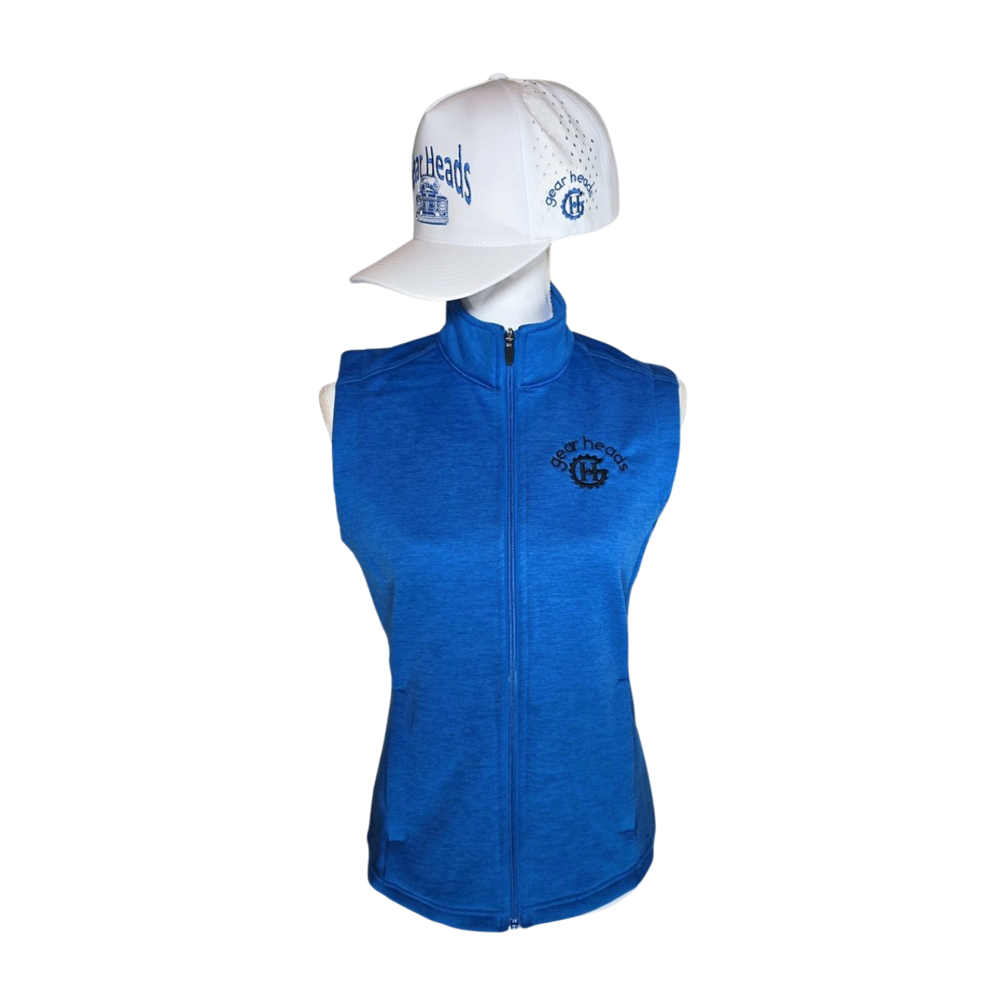 Women's Blue Gear Heads Zippered Vest