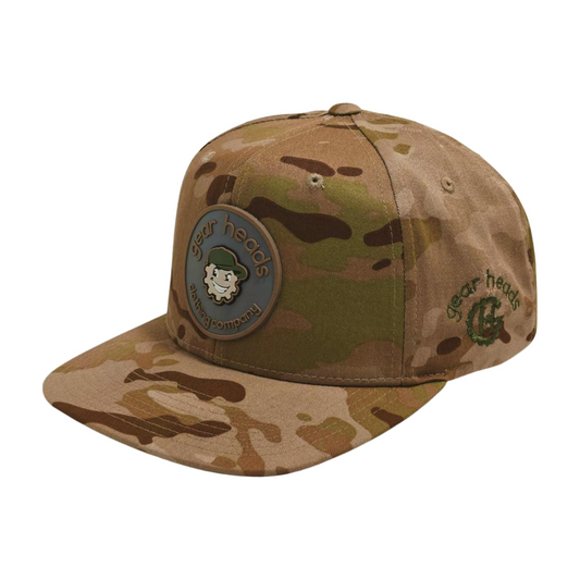 Brown Camo Gear Heads Snapback