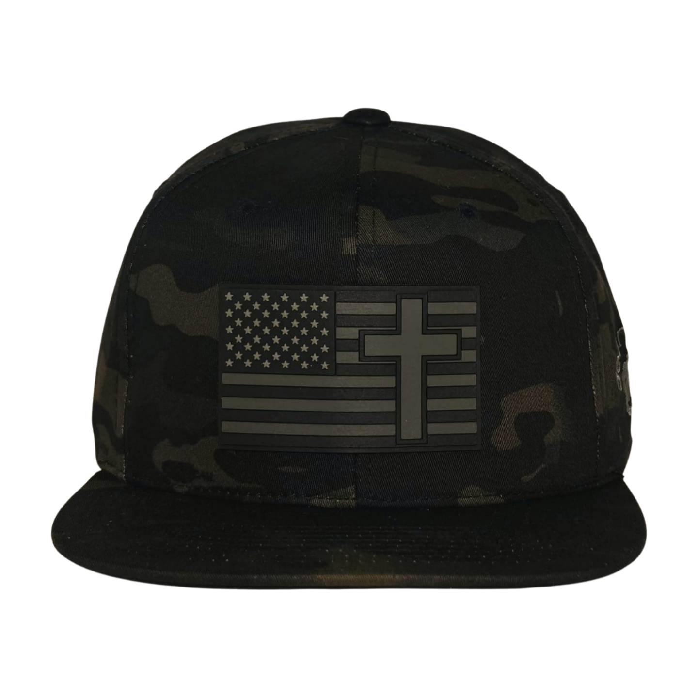 Dark Camo US Flag/Cross Snapback