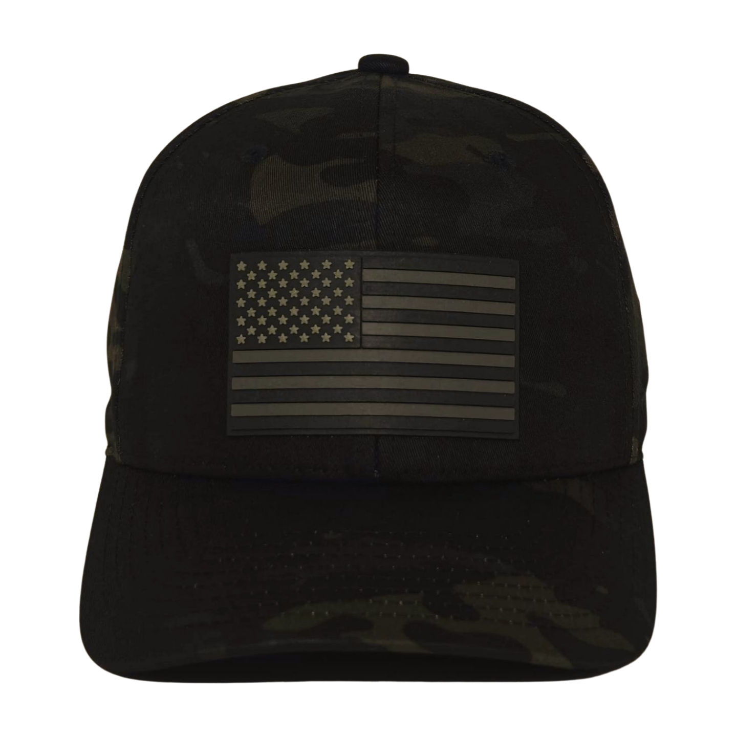 Dark Camo US Flag FlexFit Cap