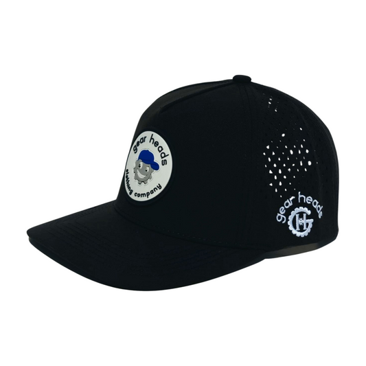 White on Black Gear Heads Snapback