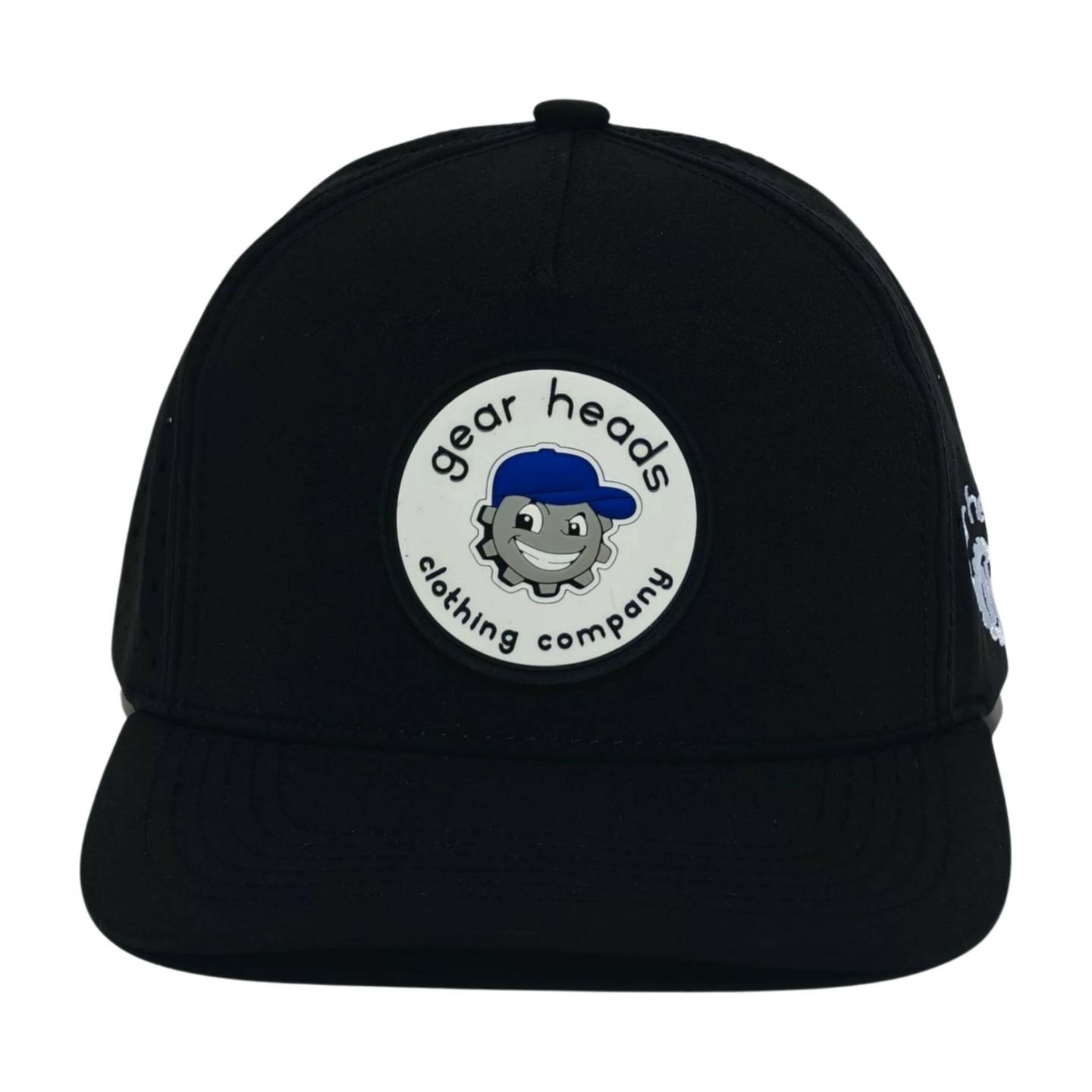 White on Black Gear Heads Snapback