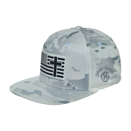 Alpine Camo US Flag & Cross Snapback